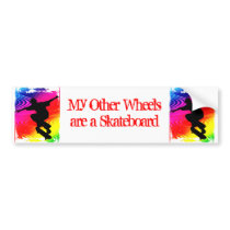 Skateboarding on Rainbow Grunge Bumper Sticker