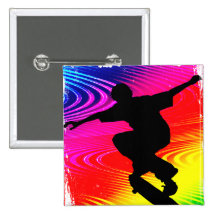 Skateboarding on Rainbow Grunge Buttons
