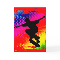 Skateboarding on Rainbow Grunge Cards