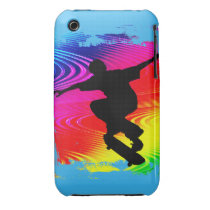 Skateboarding on Rainbow Grunge Iphone 3 Covers
