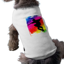 Skateboarding on Rainbow Grunge Doggie Tee Shirt