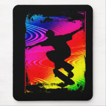 Skateboarding on Rainbow Grunge Mousepads