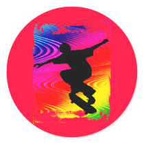 Skateboarding on Rainbow Grunge Stickers