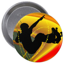 Skateboarding Silhouette in the Bowl Pinback Buttons
