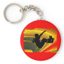 Skateboarding Silhouette in the Bowl Keychain