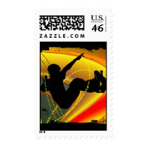 Skateboarding Silhouette in the Bowl Postage Stamp