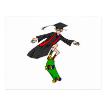 Skateboarding to graduation postcard