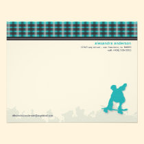 Skater Boy Customized Flat Note Cards (aqua) invitations