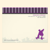 Skater Boy Customized Flat Note Cards (purple) invitations