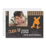 Skater Boy Modern Graduation Announcement (orange) invitations