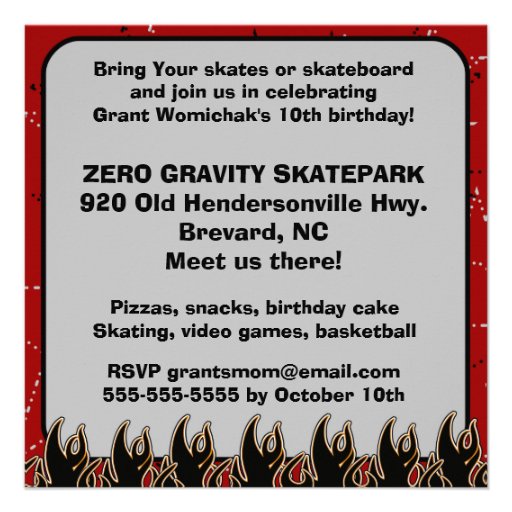 Skater Dude Birthday Party Invitation