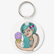 "Skater Girl Eating Ice Cream" Key Chain keychains