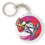 Skaterboarder with Swirl Background - Key Chain keychains