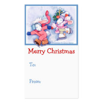 Skating Bunnies Christmas business cards by DebbieKingstonBaker Skating Bunnies Christmas business cards