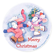 Skating Bunnies Christmas stickers by DebbieKingstonBaker Skating Bunnies Christmas stickers