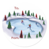 Skating Christmas Label stickers