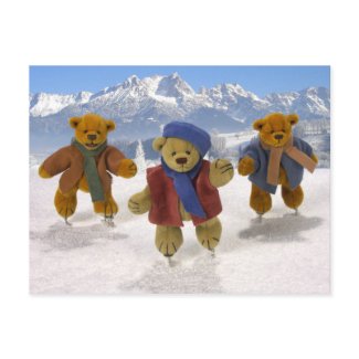 Skating Dinky Bears postcard