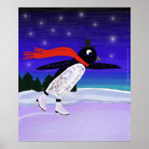 Skating Penguin Print