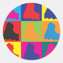 Skating Pop Art Round Sticker