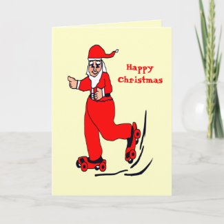 Skating Santa card
