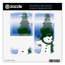Skating Snowman in Green BlackBerry Bold Skin