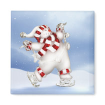 Skating Snowman Magnet by kklawiter Skating Snowman Magnet