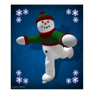 Skating Vintage Snowman print