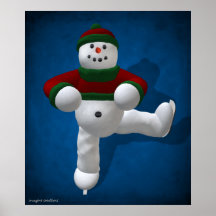 Skating Vintage Snowman Poster