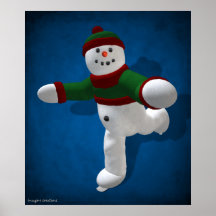 Skating Vintage Snowman Print