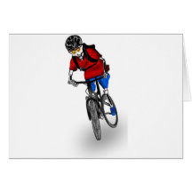 Skeletal Mountain Biker Greeting Cards