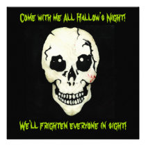 Skeleton All Hallow's Green Halloween Invitation