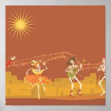 Skeleton Band on Day of the Dead Posters