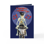 Skeleton biker 21st birthday card