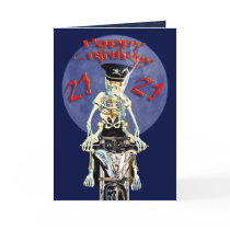 Skeleton biker 21st birthday card