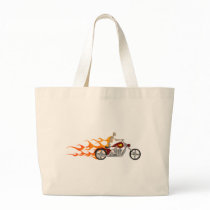 Skeleton Biker & Flames: Tote Bags