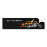 Skeleton Biker &amp; Flames: Bumper Sticker