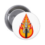 Skeleton Biker & Flames: Button
