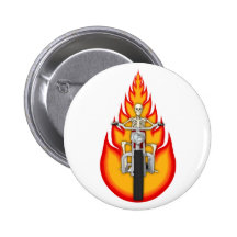 Skeleton Biker & Flames: Button