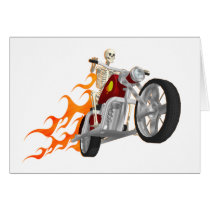 Skeleton Biker & Flames: Greeting Cards