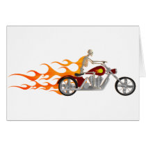Skeleton Biker & Flames: Card