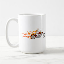 Skeleton Biker & Flames: Coffee Mugs