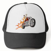 Skeleton Biker & Flames: Trucker Hat