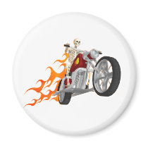 Skeleton Biker & Flames: Fridge Magnets