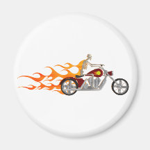 Skeleton Biker & Flames: Magnet