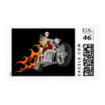 Skeleton Biker & Flames: Postage Stamps