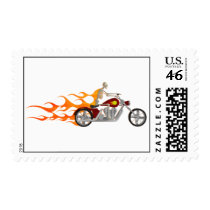 Skeleton Biker & Flames: Postage Stamps