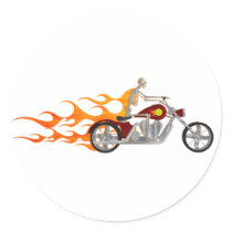 Skeleton Biker & Flames: Stickers