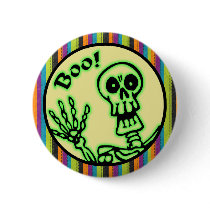 Skeleton Boo Halloween Button