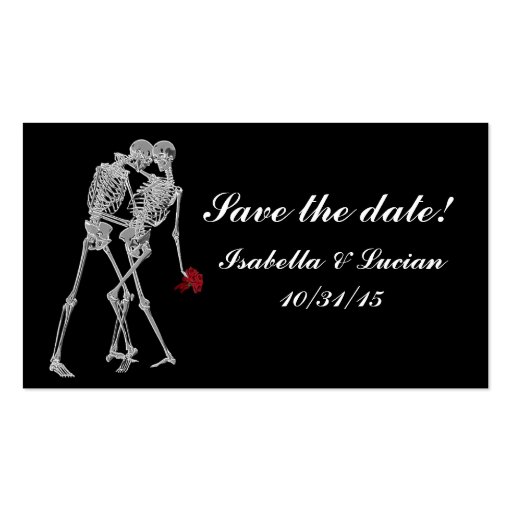 Skeleton Bride and Groom RSVP cards Business Card (back side)