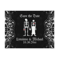 Skeleton Bride &amp; Groom Save the Date Postcards